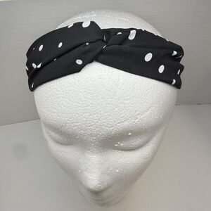 L. Erickson France Luxe Interlock Poke-A-Dot Elastic Headband With Buttons New
